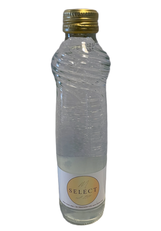 MSELECT LUXURY WATER GOLD (SPARKLING) NATURAL ARTESIAN WATER, 250ML GLASS BOTTLE